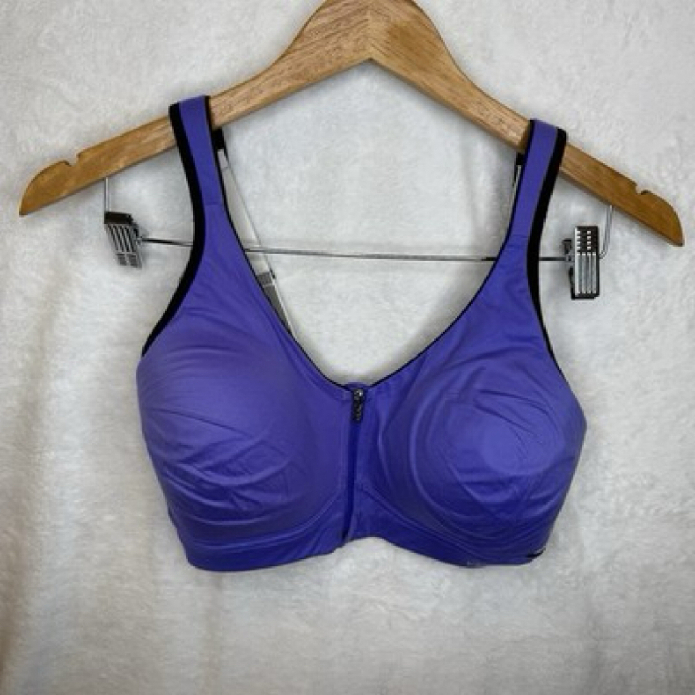 Victoria's Secret VSX Sport Bra Womens 34DD PURPLE Front Zip Racerback
